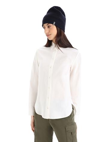 Dámské Long Sleeve Icebreaker Merino Berlin Shirt Bílé | CZ 1307OKIR